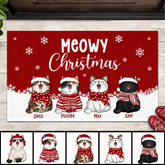 Meowy Christmas, Cat Welcome Mat Funny, Housewarming Gift, Rustic Home Decor, Personalized Cat Lovers Doormat