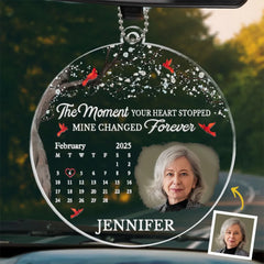 Custom Photo Your Love Lives On In Us - Memorial Personalized Custom Car Ornament - Acrylic Custom Shaped - Sympathy Gift For Family Members