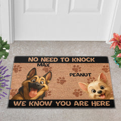 Personalized “No Need to Knock” Doormat – Custom Dog & Cat Doormat with Pet Names – Funny Welcome Mat