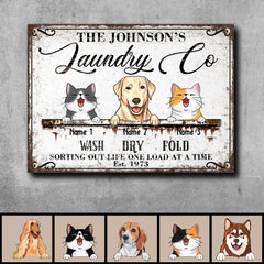 Metal Laundry Sign, Gifts For Pet Lovers, Wash Dry Fold Personalized Housewarming Gifts