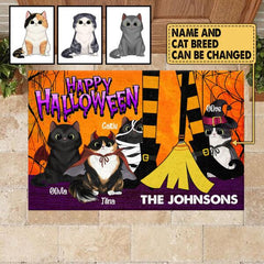 Happy Halloween With Cat - Personalized Doormat