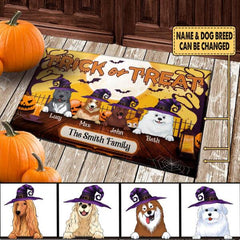 Trick Or Treat, Personalozed Dog Halloween - Personalized Doormat