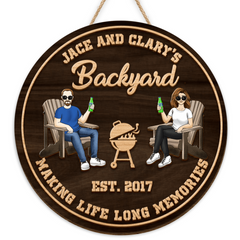 Backyard Sign | Making Live Long Memories | Custom 2 Layer Wooden Sign | Round Shape