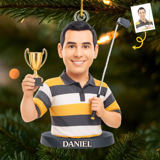 Custom Photo Acrylic Ornament - Personalized Christmas Birthday Golf Gifts For Men, Women - Walking Fairways Building Memories